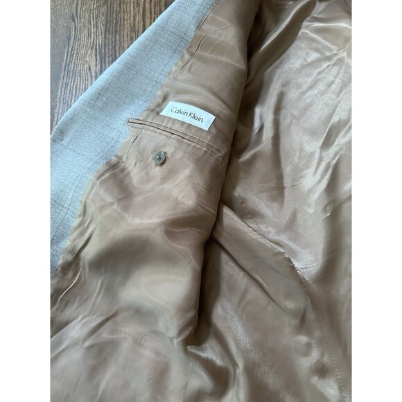 CALVIN KLEIN 100% Wool‎ Gray Men's Suit Coat Sport Coat Blazer Jacket Lined 44L - Picture 8 of 11